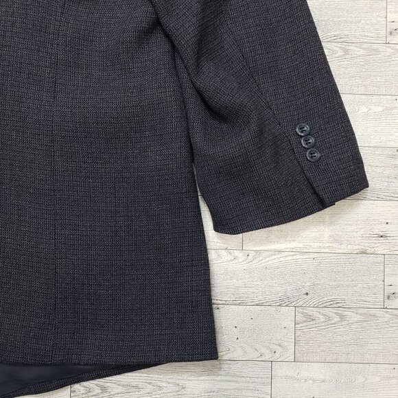 Pronto Uomo Tweed Lambswool Blazer Sport Coat Suit Jacket Dark Blue Mens 52R - Picture 5 of 12